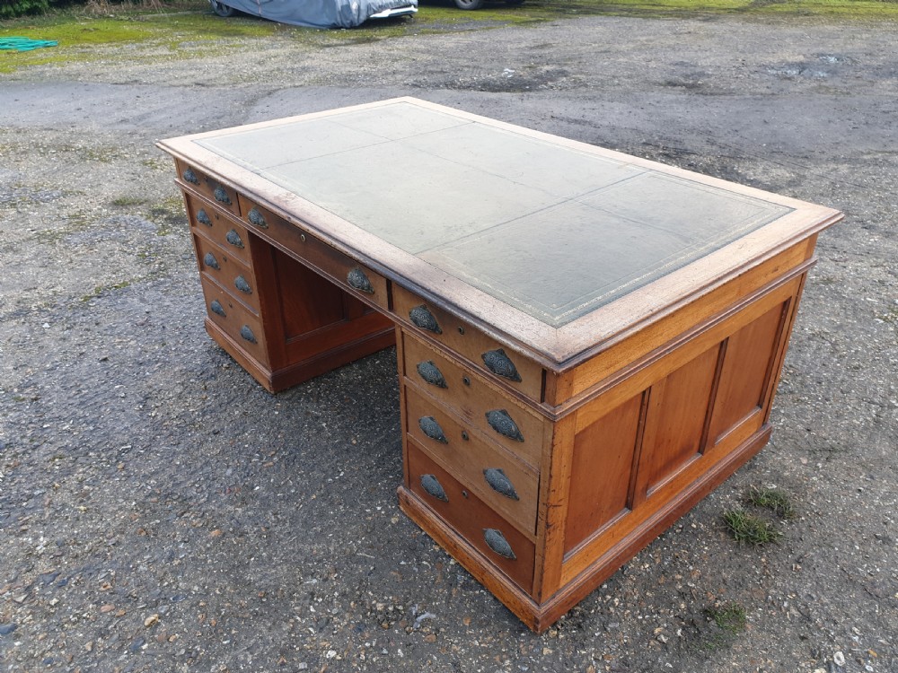 Large mahogany office partners pedestal desk  View II