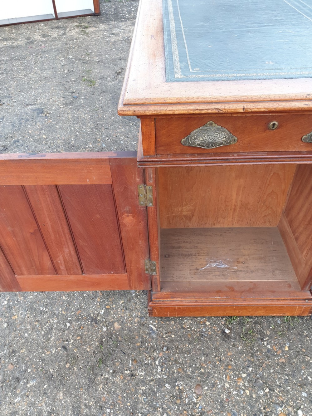 Large mahogany office partners pedestal desk  View III
