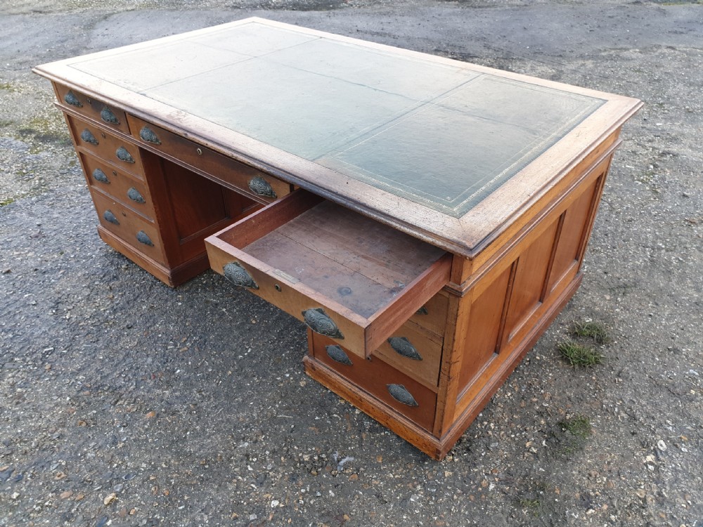 Large mahogany office partners pedestal desk  View V