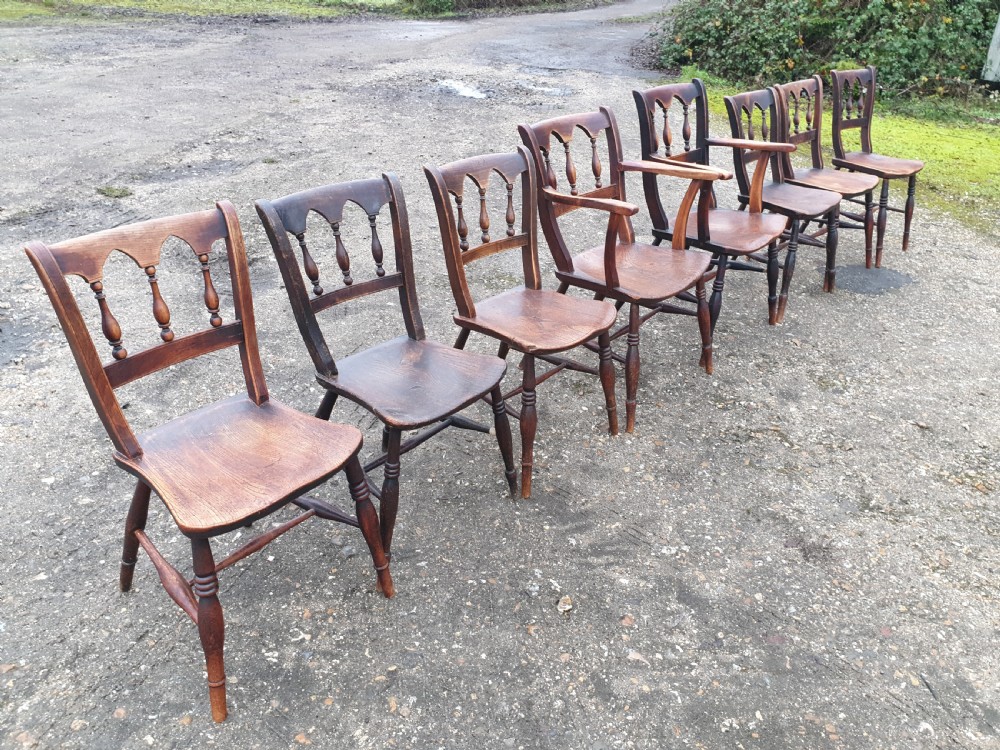 8 Victorian Gothic back Windsor farmhouse chairs  View III
