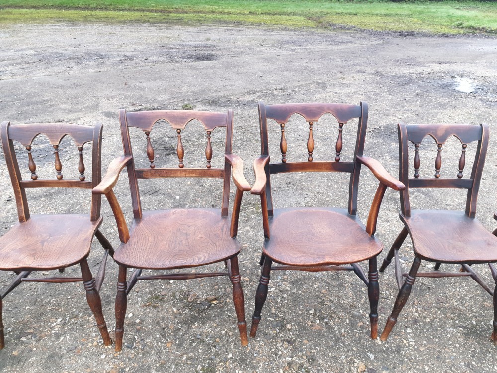 8 Victorian Gothic back Windsor farmhouse chairs  View V