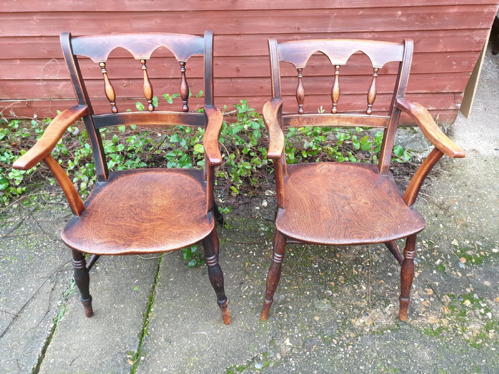8 Victorian Gothic back Windsor farmhouse chairs  View VI
