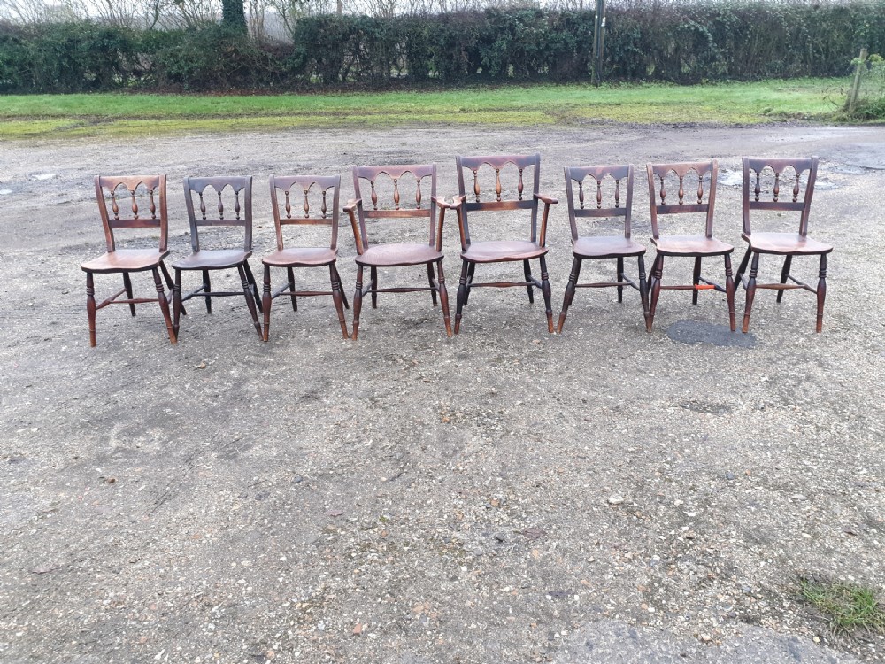 8 Victorian Gothic back Windsor farmhouse chairs  View VII