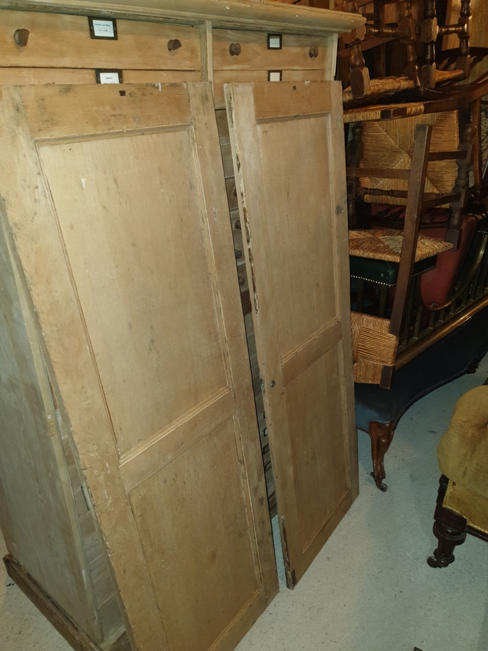 Large Victorian pine collectors drawers View III