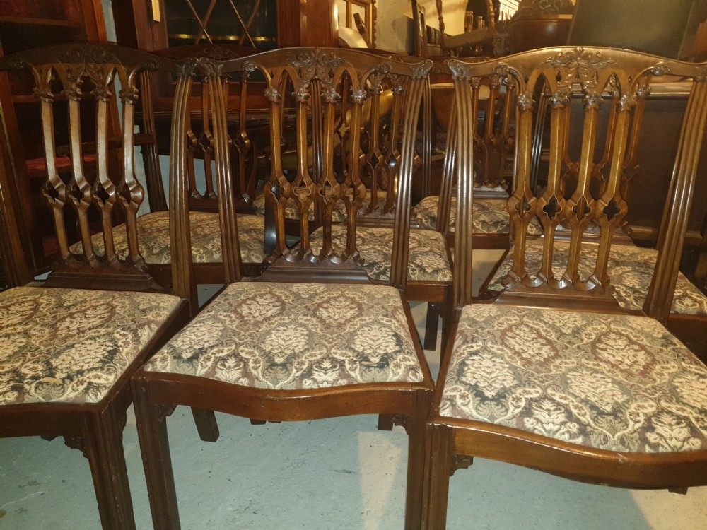 Good set of 8 early 20th century mahogany dining chairs. View II
