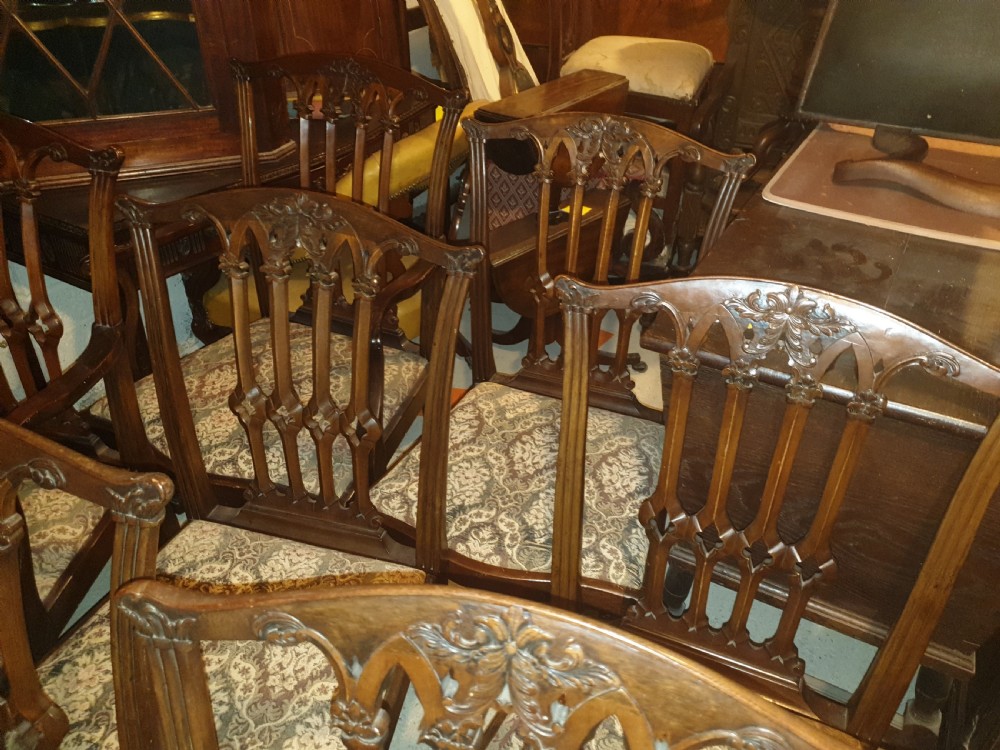 Good set of 8 early 20th century mahogany dining chairs. View IV