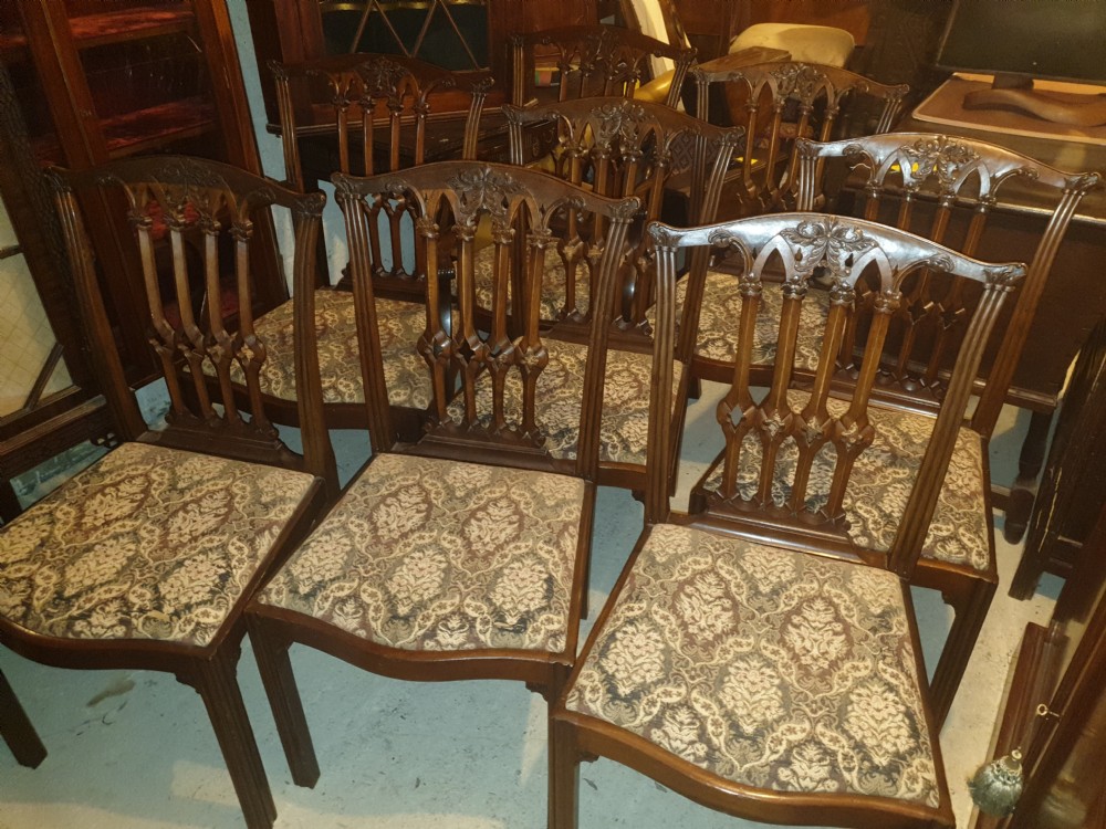 Good set of 8 early 20th century mahogany dining chairs. View IX