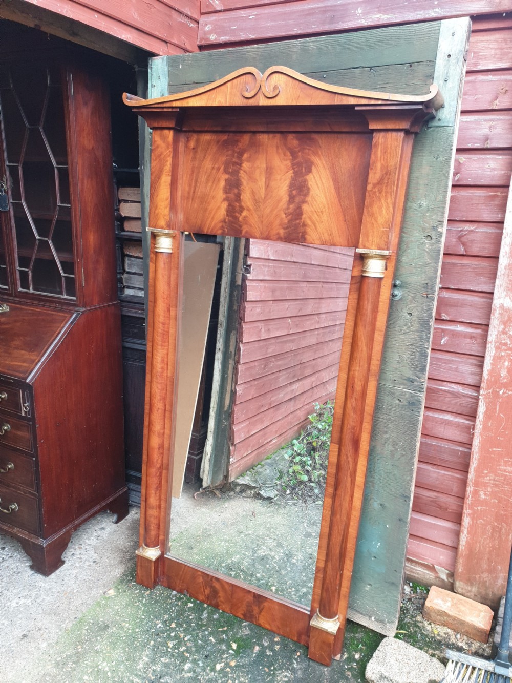Large 19th century mahogany hall mirror 