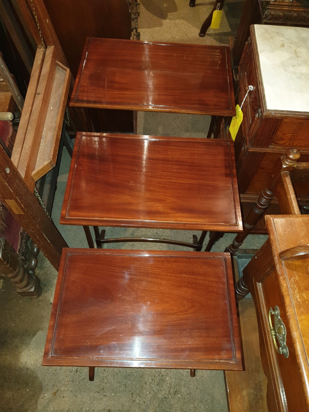 Nest of 4 Edwardian mahogany occasional tables.  View V