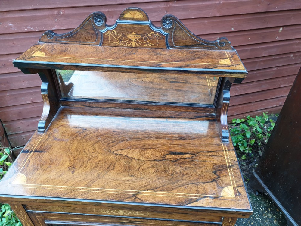 Late Victorian inlaid rosewood music cabinet  View III