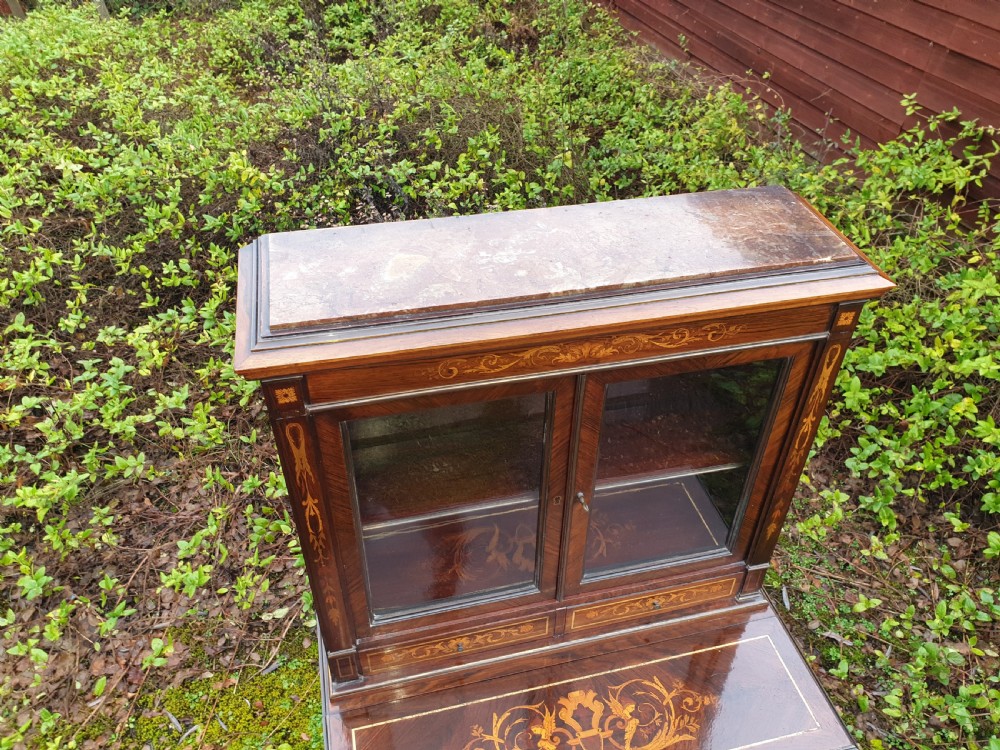 Inlaid rosewood writing bureau bookcase  View V