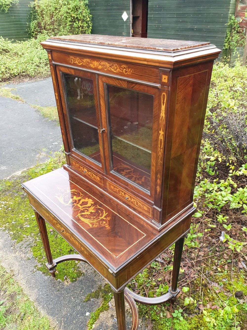 Inlaid rosewood writing bureau bookcase  View VII