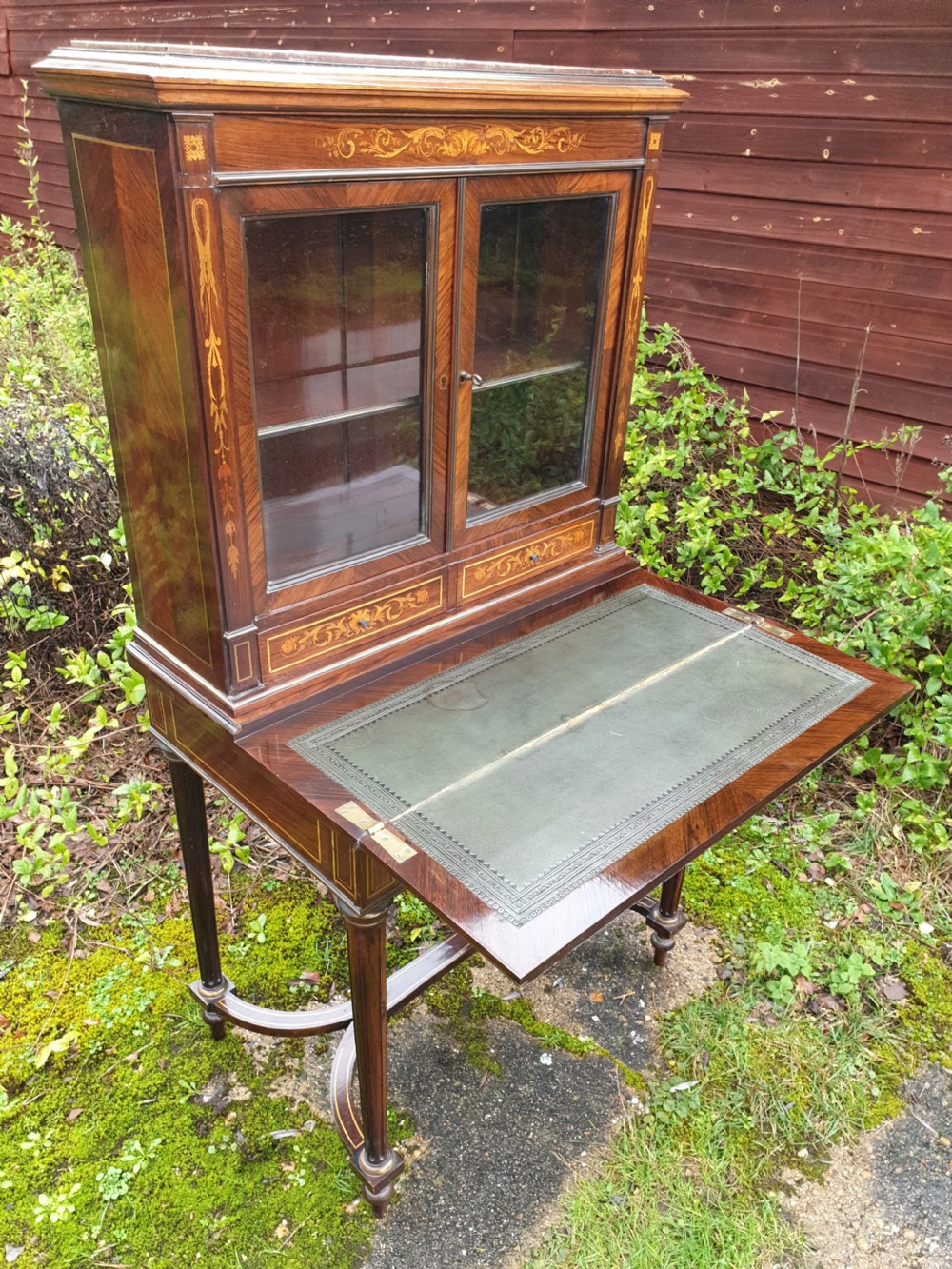 Inlaid rosewood writing bureau bookcase  View IX