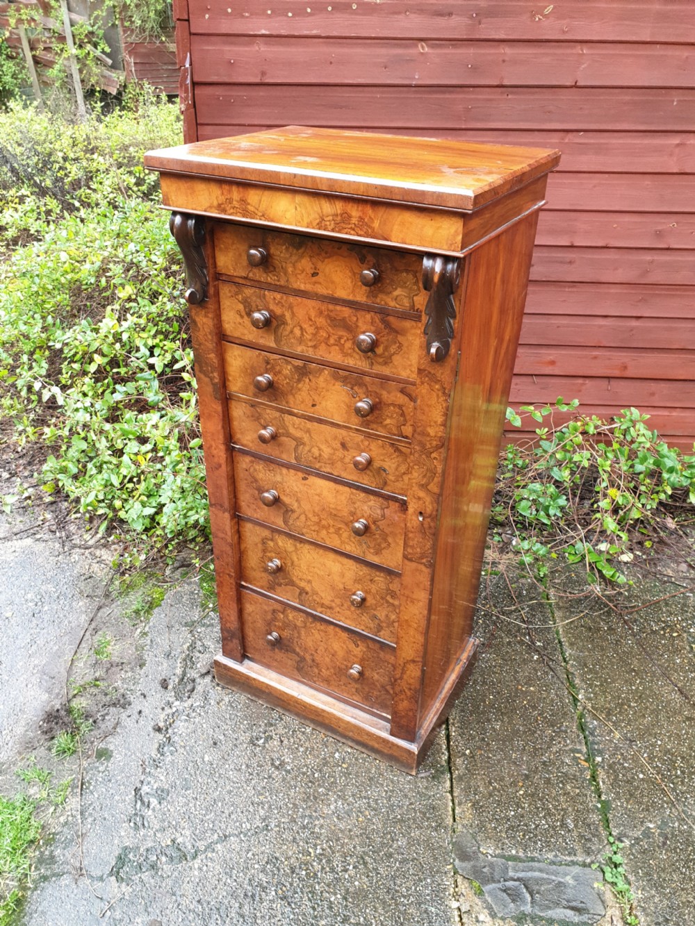 Victorian walnut secretaire Wellington chest. View III