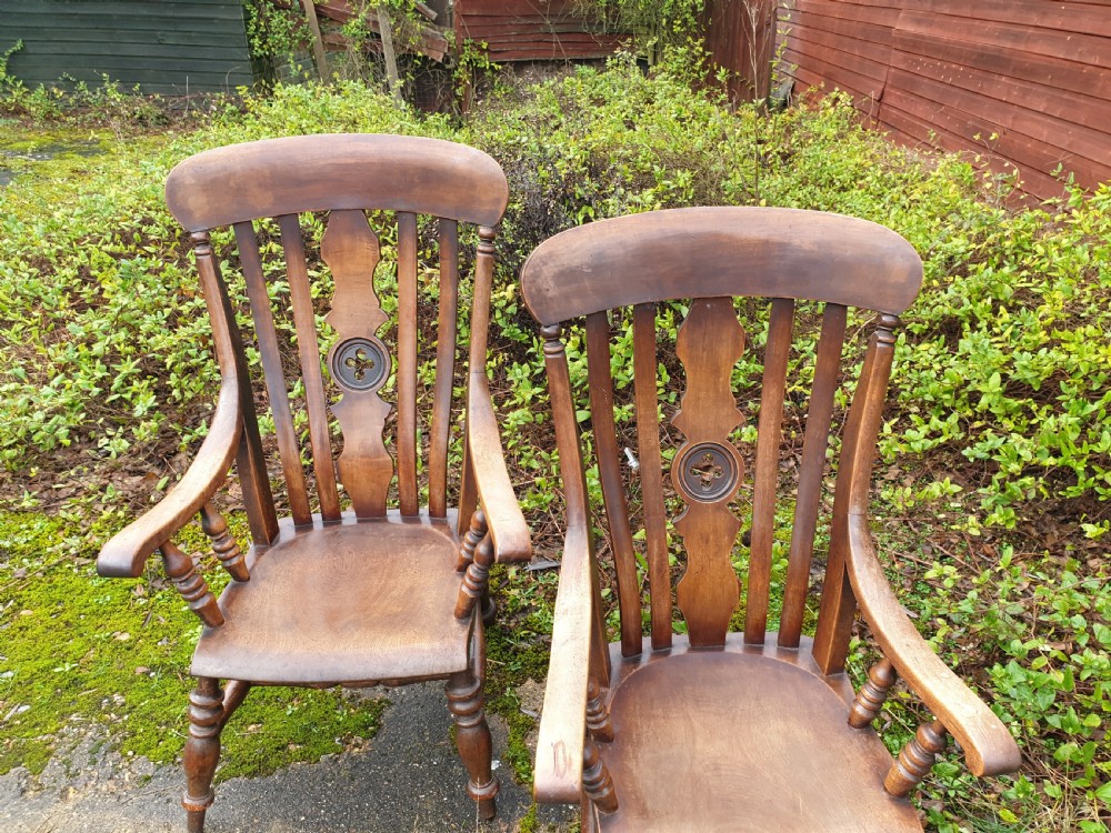 A rare pair of Windsor Hospital nursing armchairs. View II