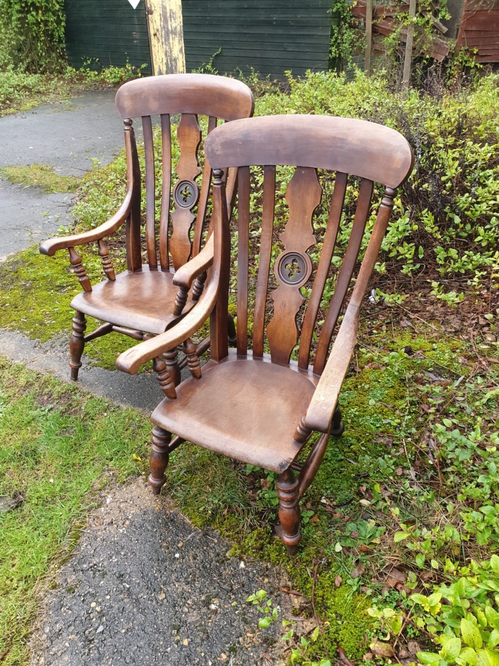 A rare pair of Windsor Hospital nursing armchairs. View V