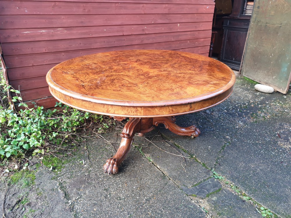 Large 8 seater walnut round pedestal dining table  View IV
