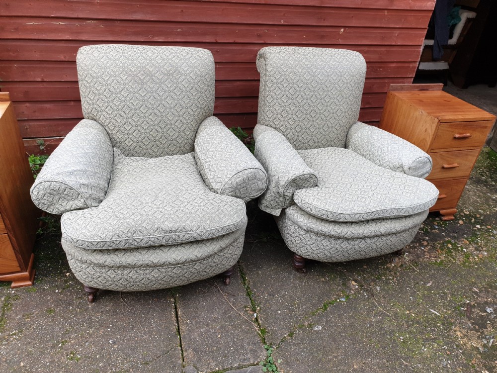 Pair of late Victorian upholstered armchairs  View IV