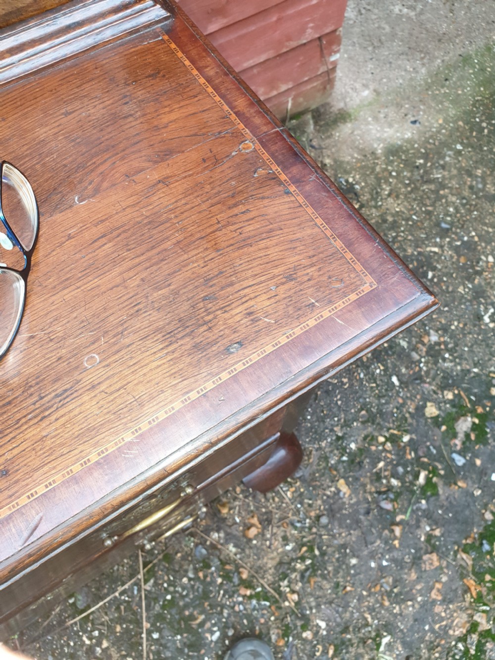 Large inlaid oak 2 part dresser  View III