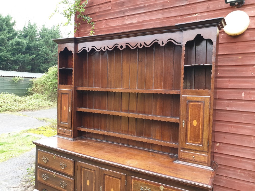 Large inlaid oak 2 part dresser  View IV