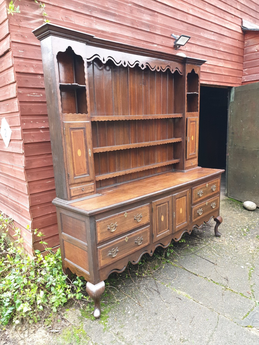 Large inlaid oak 2 part dresser  View VI