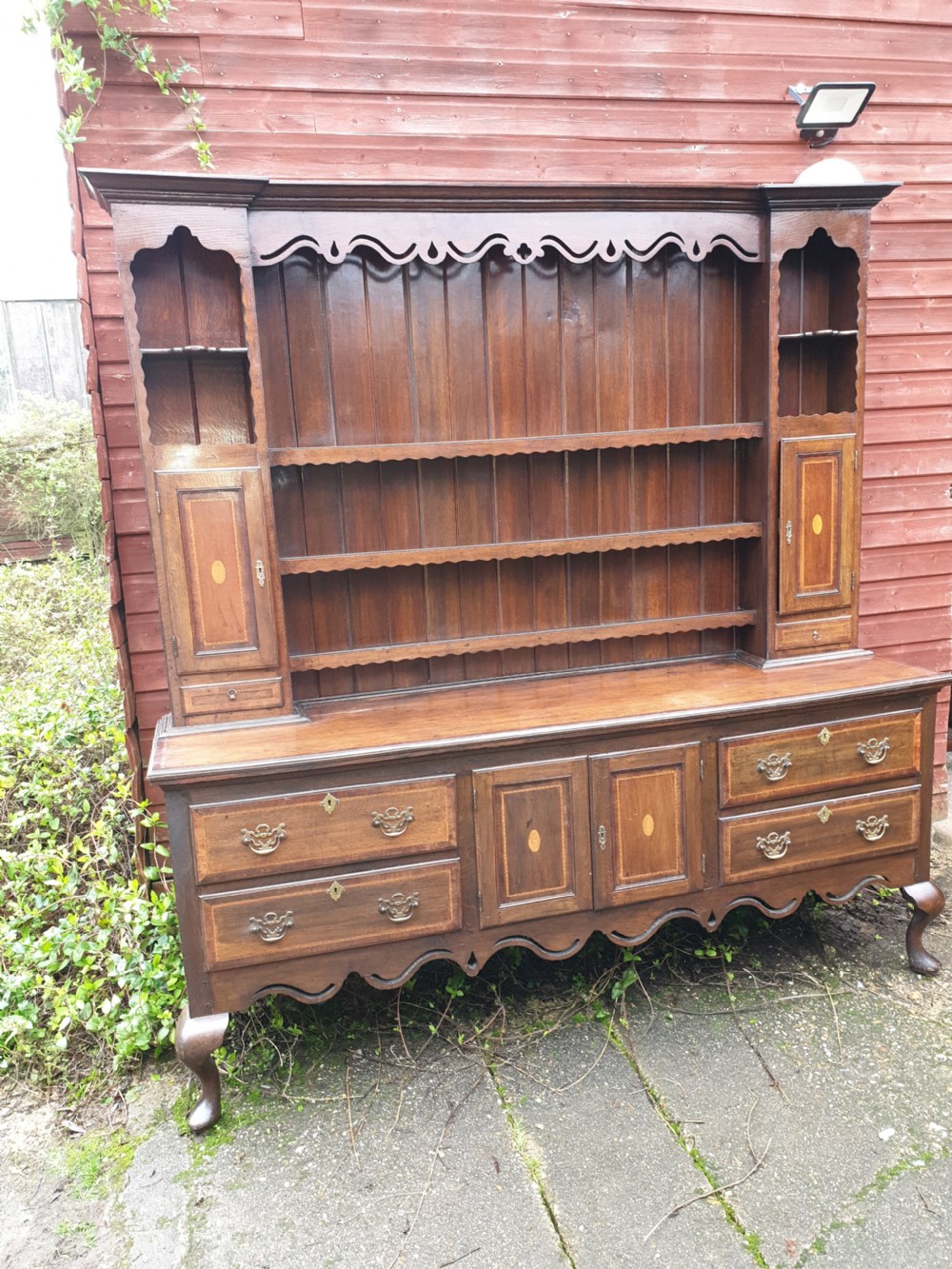 Large inlaid oak 2 part dresser  View VII
