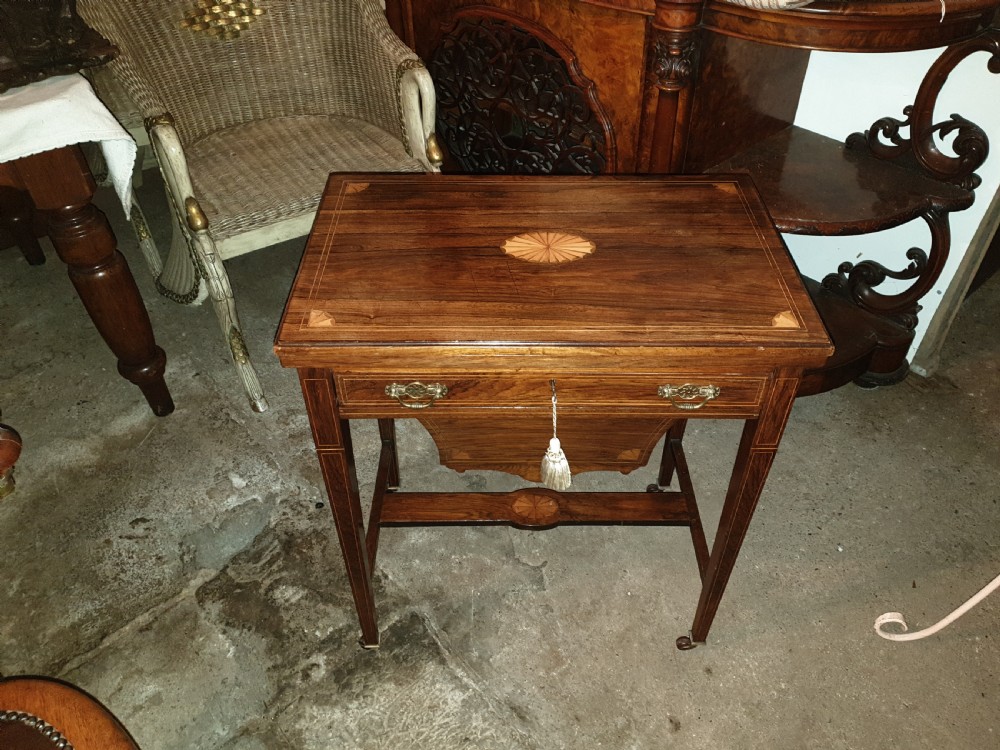 Inlaid rosewood games work table View II