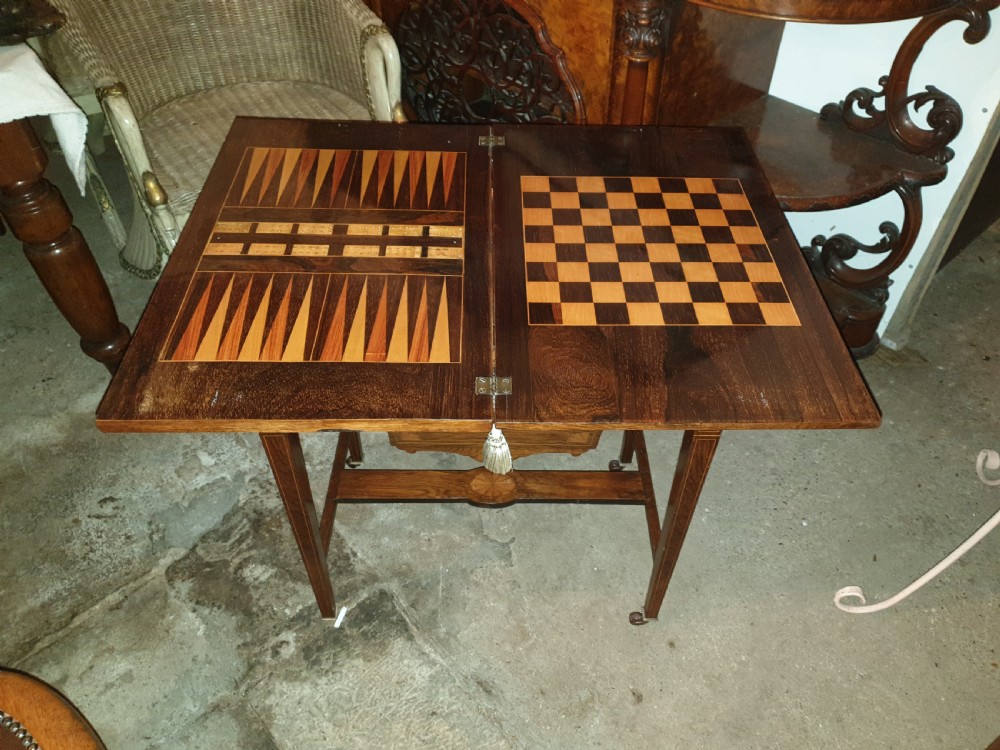 Inlaid rosewood games work table View III