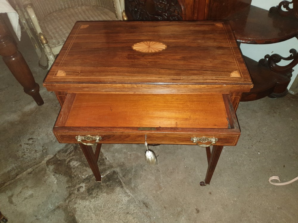 Inlaid rosewood games work table View V