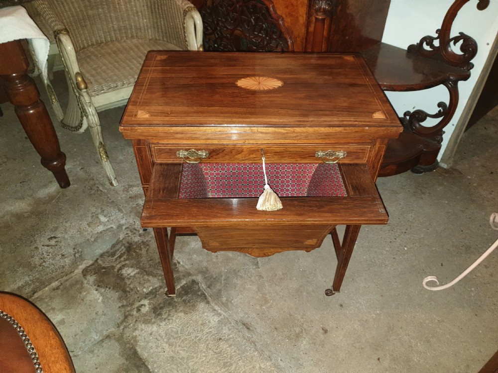 Inlaid rosewood games work table View VI