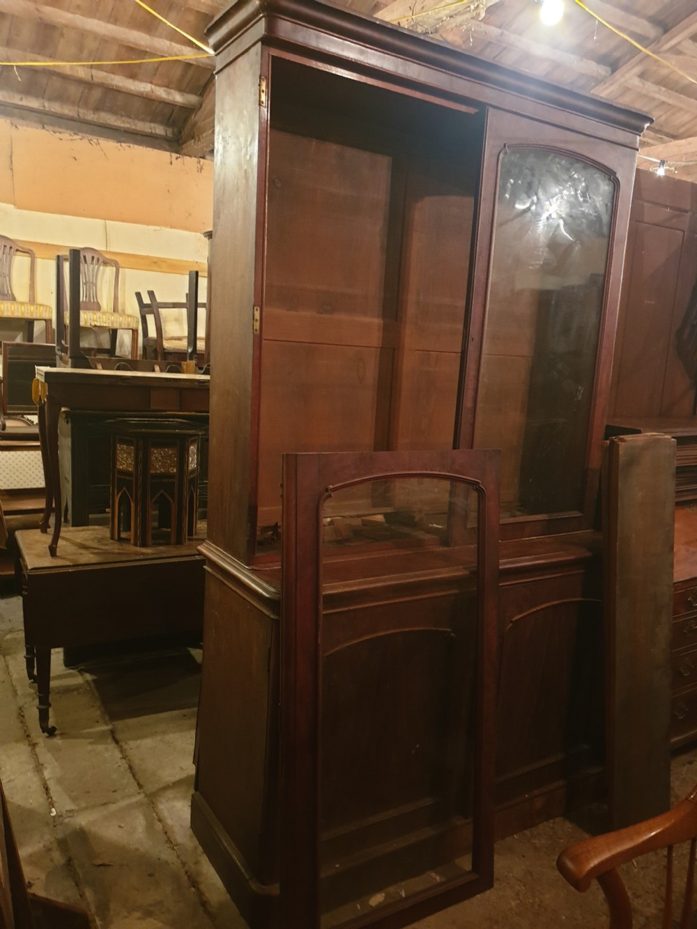 Tall Victorian mahogany library bookcase  View II
