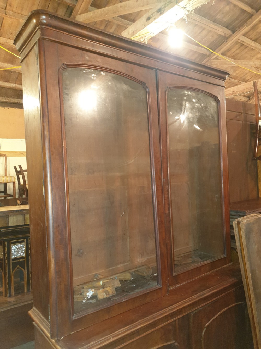 Tall Victorian mahogany library bookcase  View IV