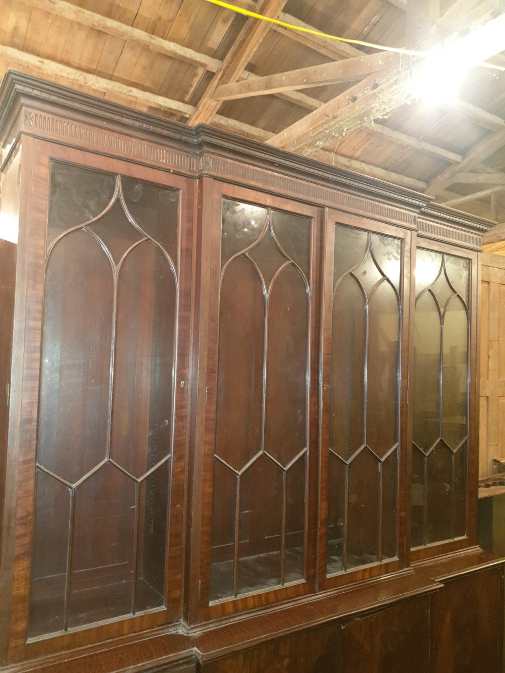 Early 20th century mahogany breakfront front bookcase  View III