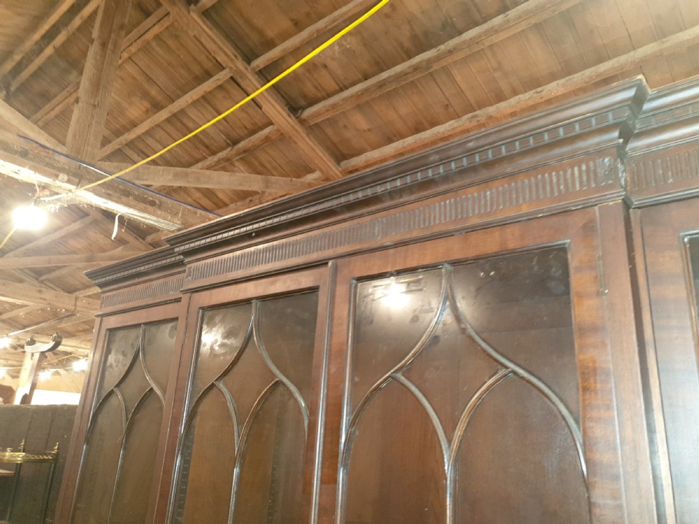 Early 20th century mahogany breakfront front bookcase  View VI