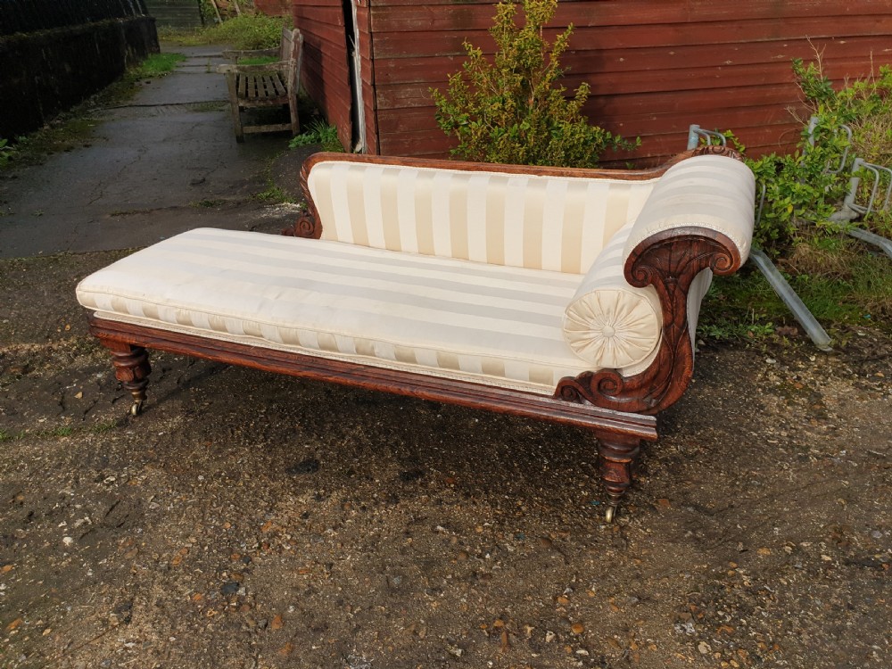 Regency simulated rosewood chaise longue  View III