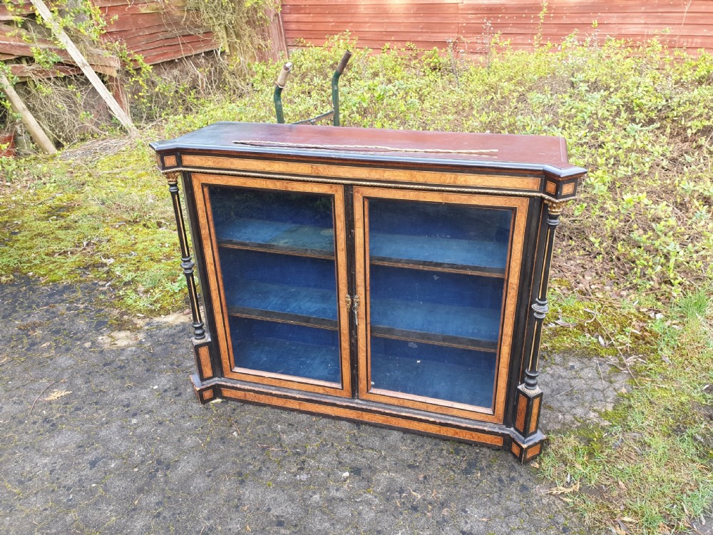 Victorian inlaid and ebonised 2 door side cabinet 