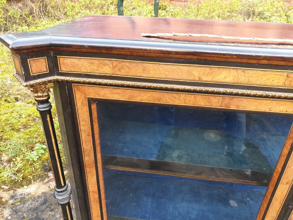 Victorian inlaid and ebonised 2 door side cabinet  View II