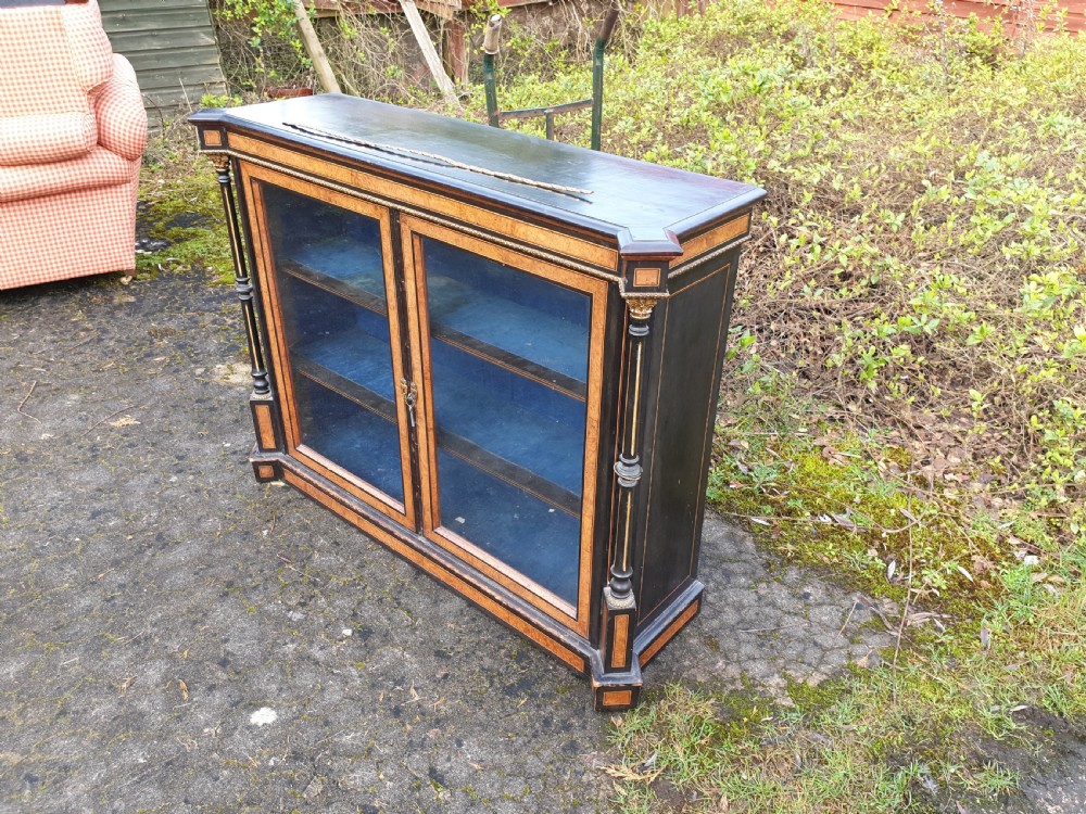 Victorian inlaid and ebonised 2 door side cabinet  View IV