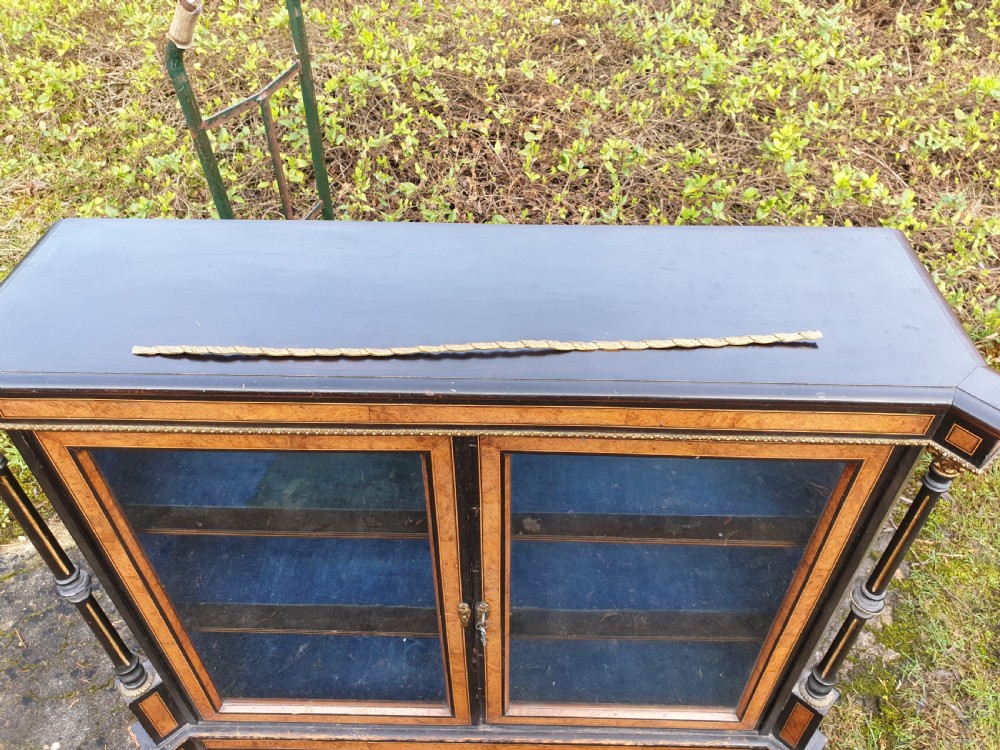 Victorian inlaid and ebonised 2 door side cabinet  View V
