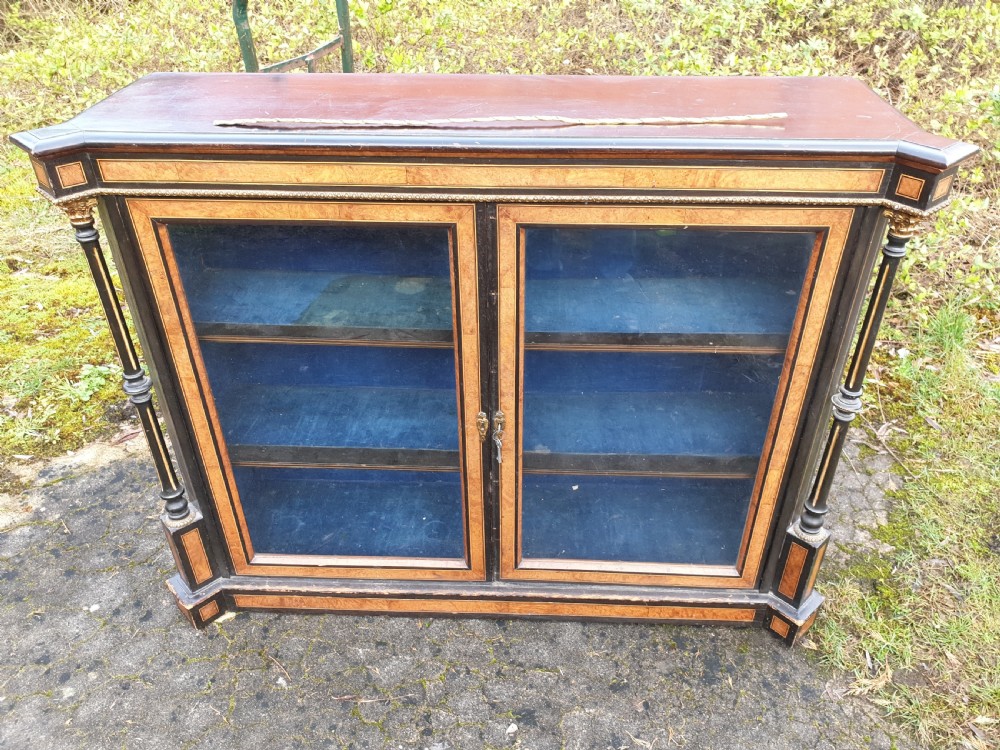 Victorian inlaid and ebonised 2 door side cabinet  View VI