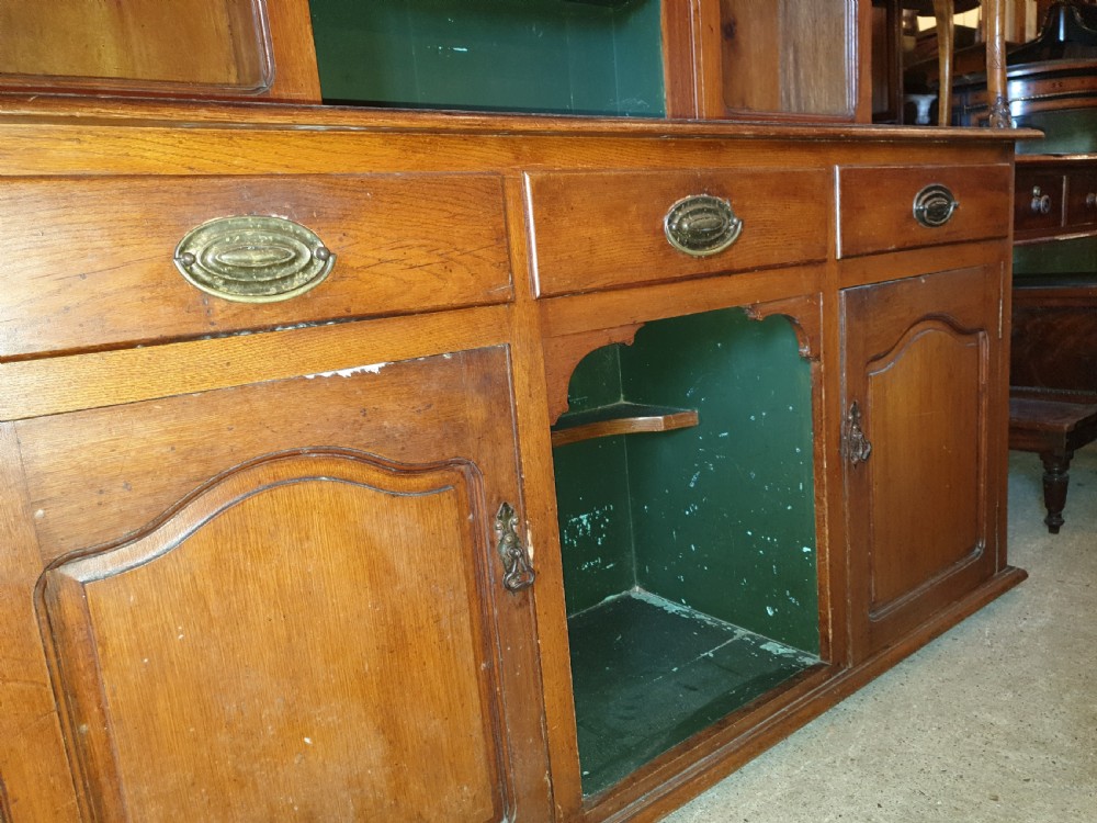 Late Victorian oak dog kennel 2 part dresser.  View III