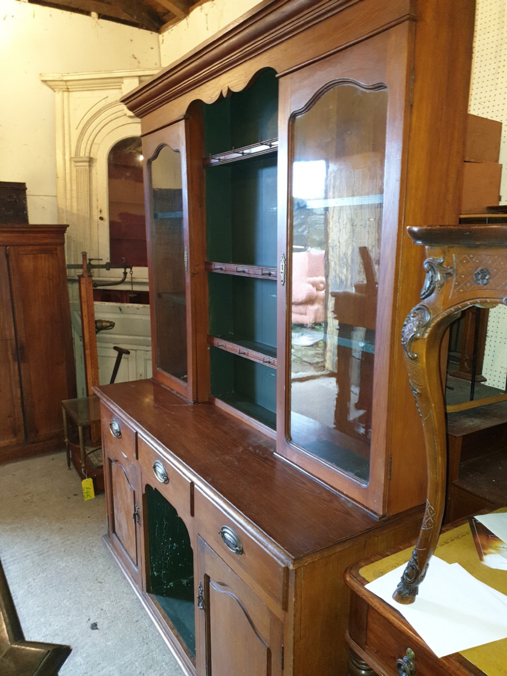 Late Victorian oak dog kennel 2 part dresser.  View IV