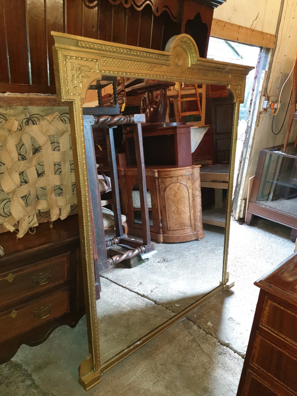 Large late Victorian hall mirror 