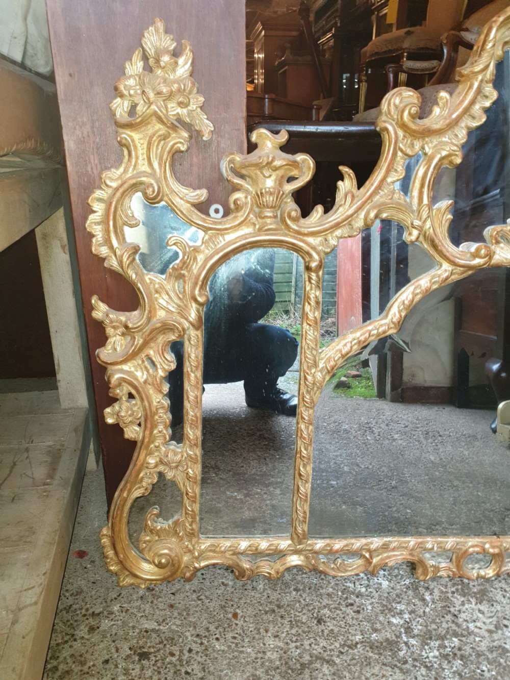 Carved giltwood overmantel mirror  View II