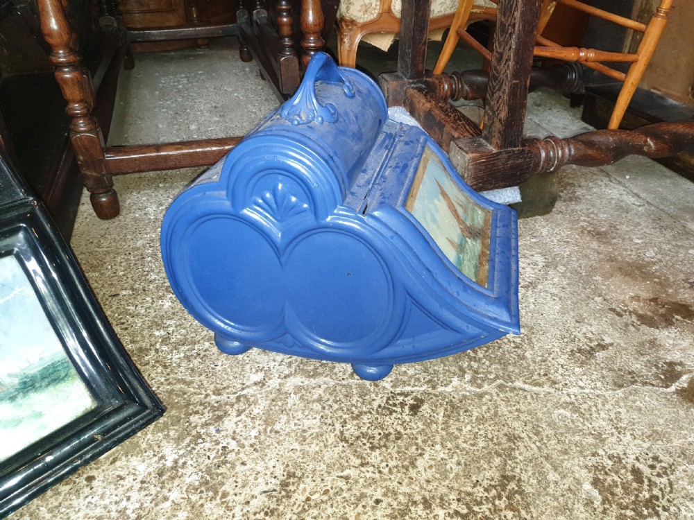 2 19th century coal scuttles with paintings to the lids  View IV