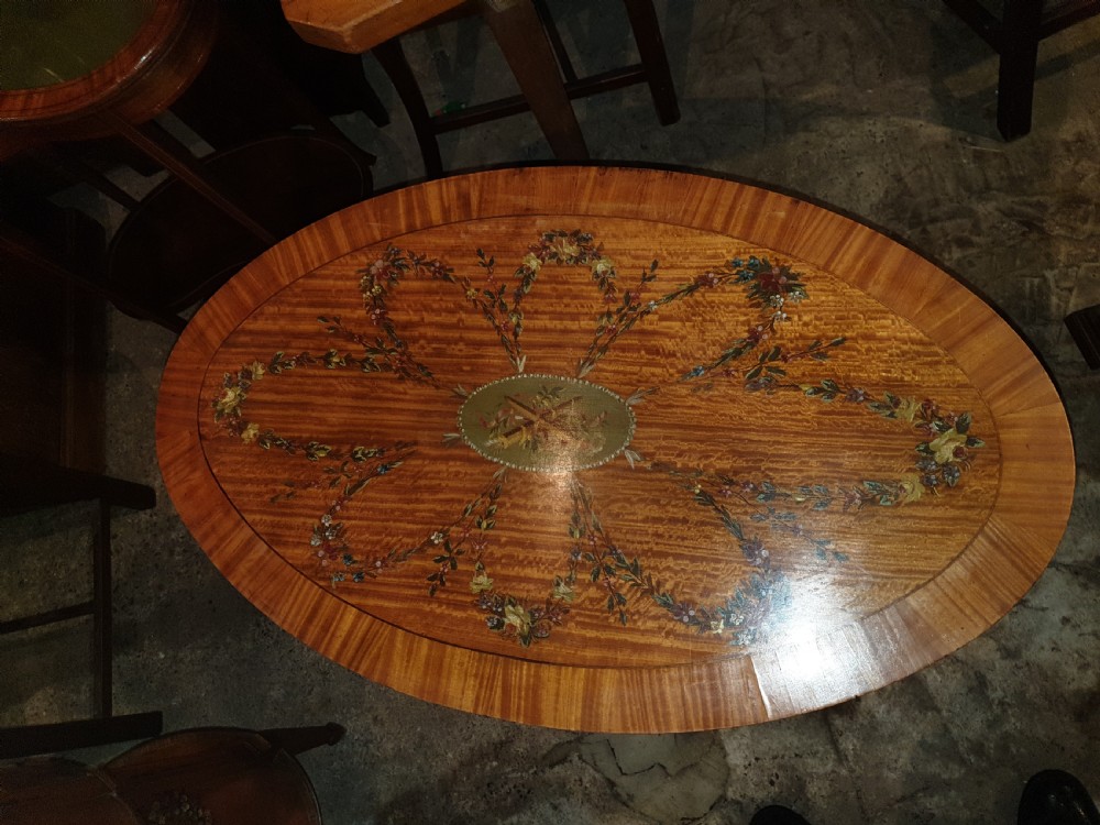 Edwardian inlaid and painted satinwood occasional table  View IV