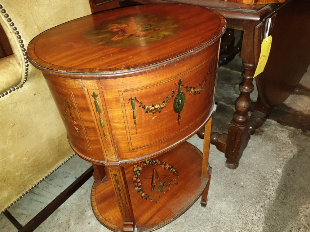 Edwardian inlaid and painted satinwood 2 drawer chest View VIII