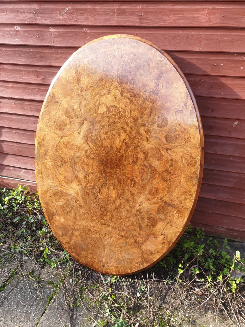 Good Victorian walnut oval table top.