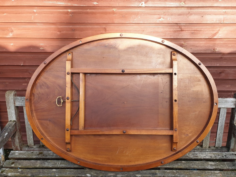 Good Victorian walnut oval table top. View IV