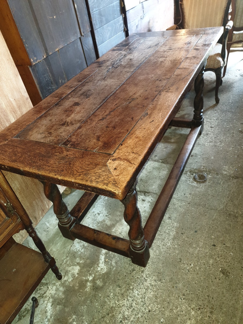 Antique oak side table. View III